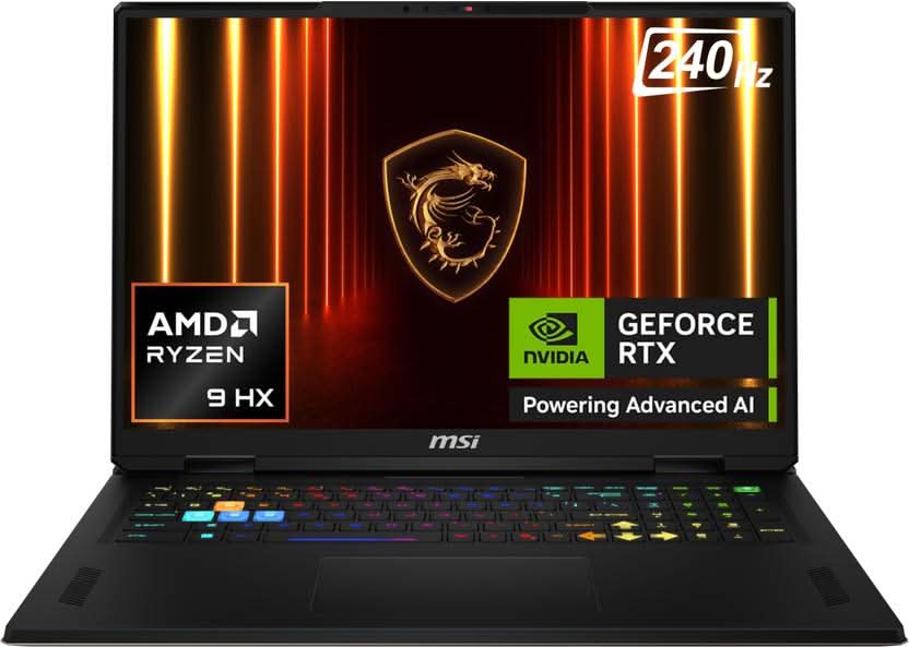 MSI Vector A18 HX AMD Ryzen 9 16 Core 9955HX - (32 GB/2 TB SSD/Windows 11 Home/16 GB Graphics/NVIDIA GeForce RTX 5080/240 Hz) Vector A18 HX A9WIG-088IN Gaming Laptop (18 Inch, Cosmos Gray, 3.6 Kg)