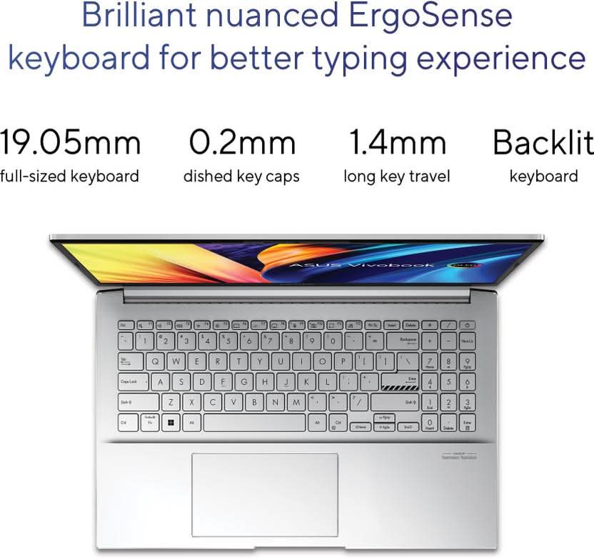 ASUS VIVOBOOK PRO 15 OLED INTEL CORE I5 12TH GEN 12450H - (16 GB/512 GB SSD/WINDOWS 11 HOME/4 GB GRAPHICS/NVIDIA GEFORCE RTX 3050) K6500ZC-L502WS GAMING LAPTOP (15.6 INCH, COOL SILVER, 1.80 KG, WITH MS OFFICE)