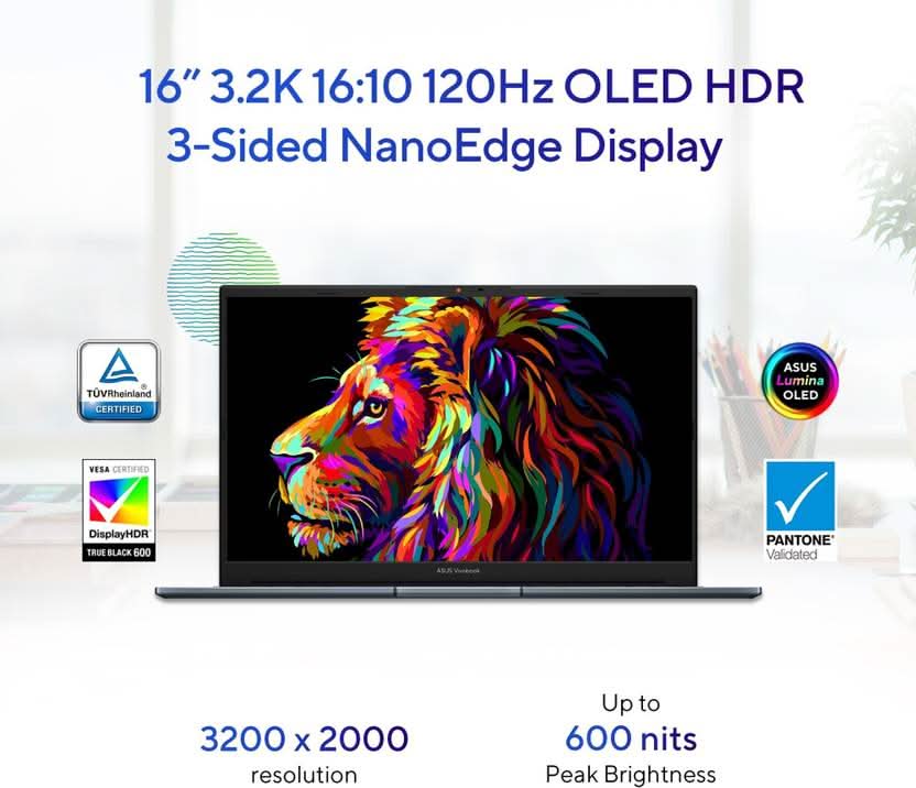 ASUS VIVOBOOK PRO 16 OLED FOR CREATOR, INTEL H-SERIES INTEL CORE I9 13TH GEN 13900H - (16 GB/1 TB SSD/WINDOWS 11 HOME/6 GB GRAPHICS/NVIDIA GEFORCE RTX 4050/120 HZ/65 TGP) K6602VU-LZ951WS GAMING LAPTOP