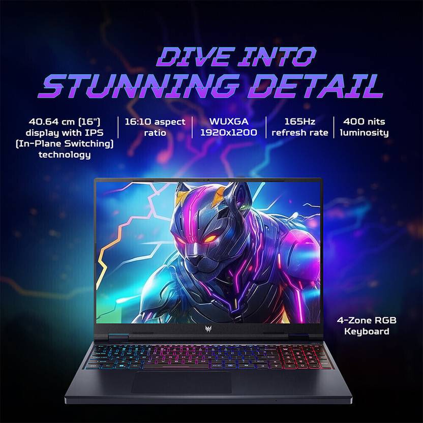 ACER PREDATOR HELIOS NEO 16 2024 INTEL CORE I7 14TH GEN 14700HX - (16 GB/1 TB SSD/WINDOWS 11 HOME/6 GB GRAPHICS/NVIDIA GEFORCE RTX 4050) PHN16-72-77GZ GAMING LAPTOP (16 INCH, ABYSSAL BLACK) NH.QNPSI.002
