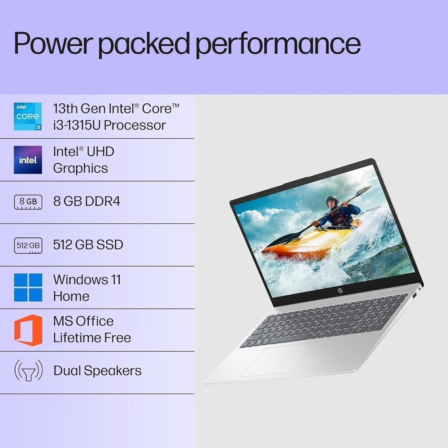 HP 15-FD0668TU Intel i3 13th Gen 1315U, 16GB RAM, 512 GB SSD, Windows 11 Home, 15.6 Inch FHD IPS Anti-Glare Micro-Edge Display, Win11, MS Office 24, 1.59 Kg, Silver