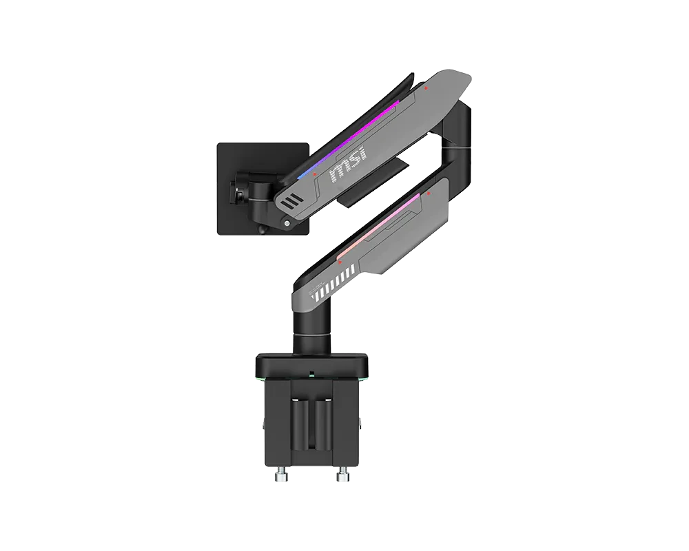 MSI MPG MT201RG Dual Monitor Arm, Gas Spring, 17–49 Inch, Up to 20kg, VESA 75x75/100x100, RGB, Black