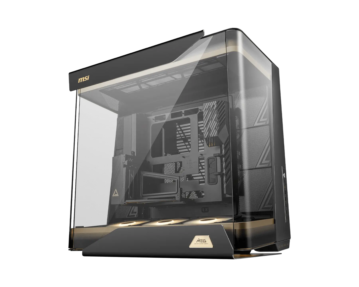 MSI MEG MAESTRO 900R Full Tower E-ATX PC Case, Triple-Sided Tempered Glass, PCIe 5.0 Riser Cable, 3 x 160mm ARGB Fans, Black