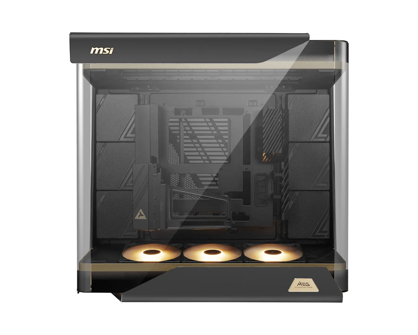 MSI MEG MAESTRO 900R Full Tower E-ATX PC Case, Triple-Sided Tempered Glass, PCIe 5.0 Riser Cable, 3 x 160mm ARGB Fans, Black