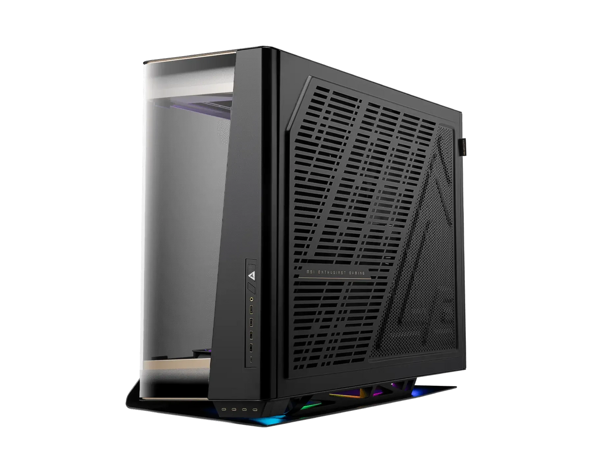 MSI MEG MAESTRO 900R Full Tower E-ATX PC Case, Triple-Sided Tempered Glass, PCIe 5.0 Riser Cable, 3 x 160mm ARGB Fans, Black
