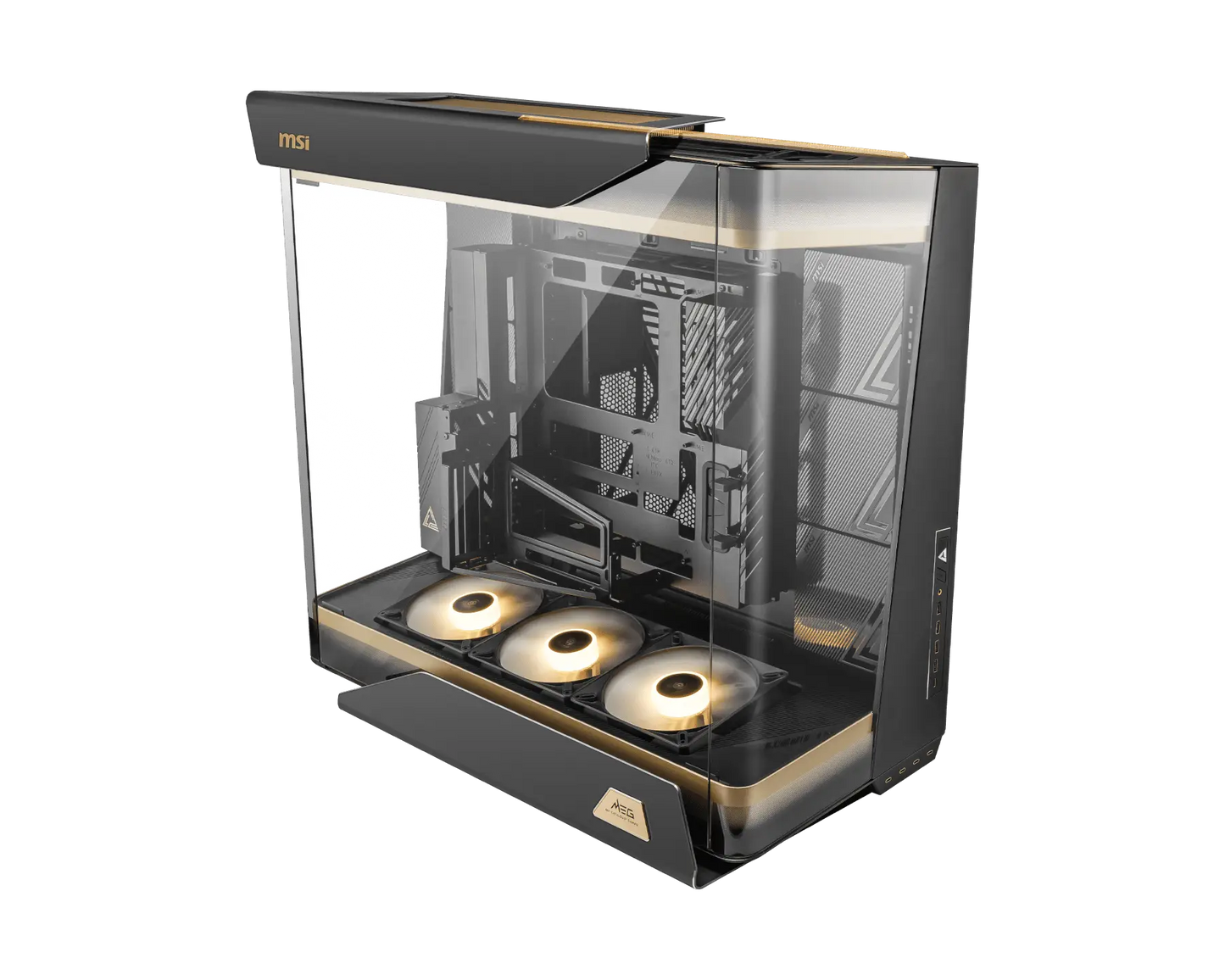 MSI MEG MAESTRO 900R Full Tower E-ATX PC Case, Triple-Sided Tempered Glass, PCIe 5.0 Riser Cable, 3 x 160mm ARGB Fans, Black