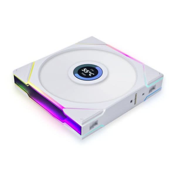 LIAN LI UNI FAN TL LCD ARGB WHITE 120MM CABINET FAN (TRIPLE PACK)