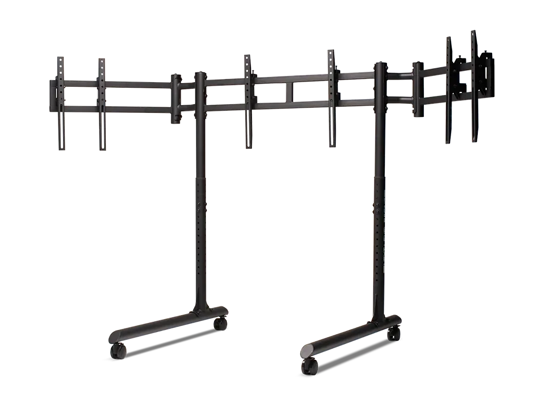 NLR Round Tube Freestanding Triple Monitor Stand