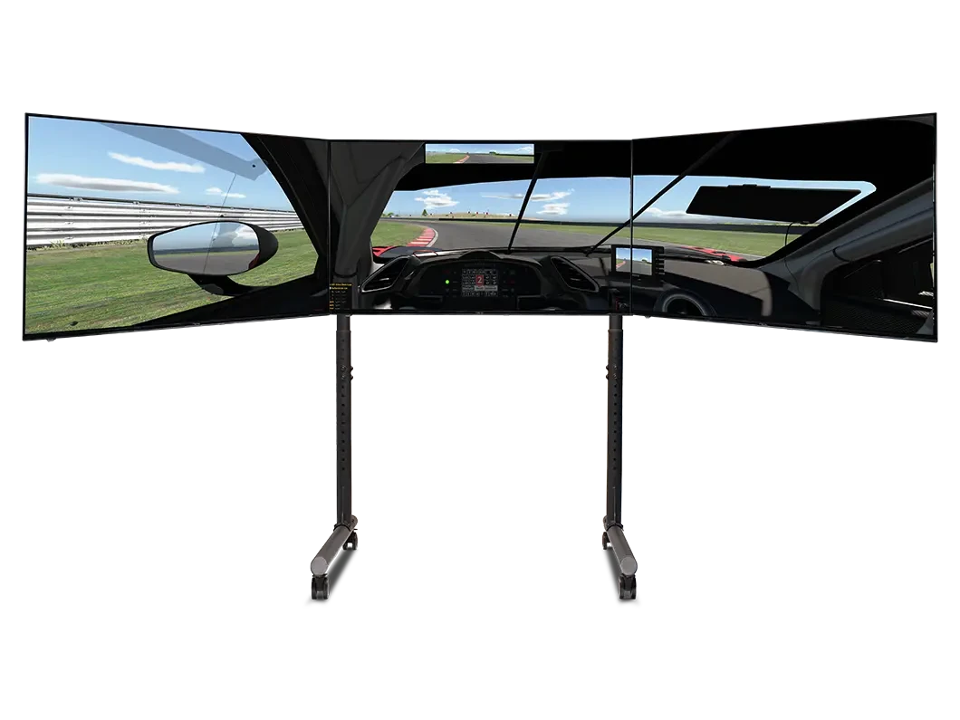 NLR Round Tube Freestanding Triple Monitor Stand