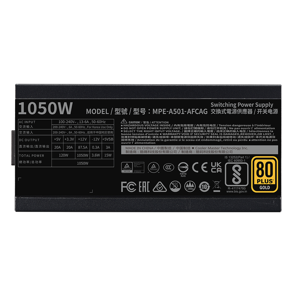 COOLER MASTER MWE 1050 V2 ATX 3.1 FULLY MODULAR 80 PLUS GOLD CERTIFIED ATX POWER SUPPLY