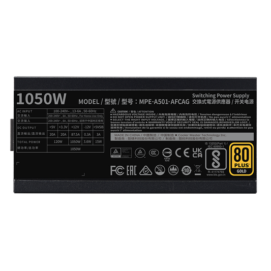 COOLER MASTER MWE 1050 V2 ATX 3.1 FULLY MODULAR 80 PLUS GOLD CERTIFIED ATX POWER SUPPLY
