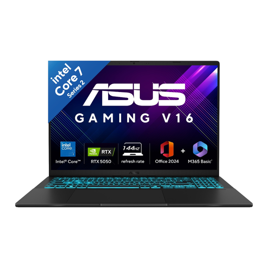 ASUS GAMING V16, GAMING LAPTOP, INTEL CORE 7 240H (16GB/512GB/RTX 5050/40.64 CMS (16) WUXGA/WINDOWS 11 HOME/OFFICE HOME 2024 + M365 BASIC (1 YEAR VALIDITY) V3607VH-RP038WS
