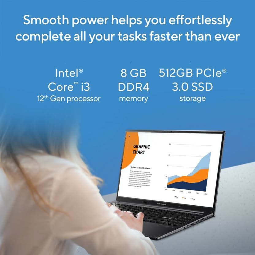 ASUS VIVOBOOK 15 OLED INTEL CORE I3 12TH GEN 1215U - (8 GB/512 GB SSD/WINDOWS 11 HOME) X1505ZA-L1311WS THIN AND LIGHT LAPTOP (15.6 INCH, INDIE BLACK, 1.7 KG, WITH MS OFFICE)