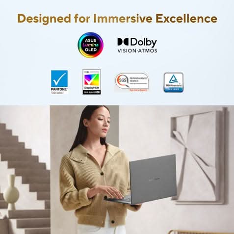 ASUS Zenbook S16, Premium AI Laptop, AMD Ryzen AI 9 465 Processor (32GB/1TB/AMD Radeon Graphics/40.64 cms (16) OLED Touch 3K/Windows 11 Home/Office Home 2024 + M365 Basic (1 Year Validity) UM5606GA-SR248WS