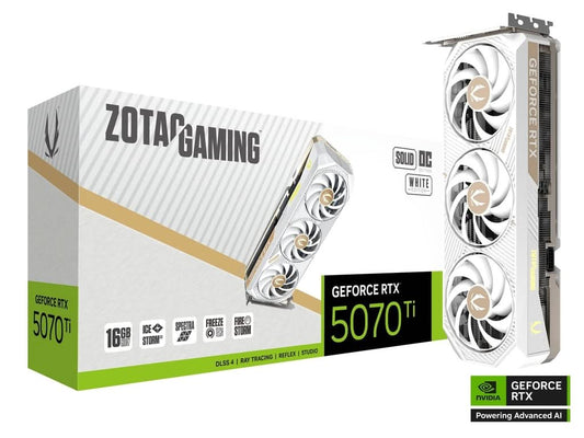 ZOTAC RTX 5070 TI SOLID CORE OC WHITE EDITION 16GB GRAPHICS CARD