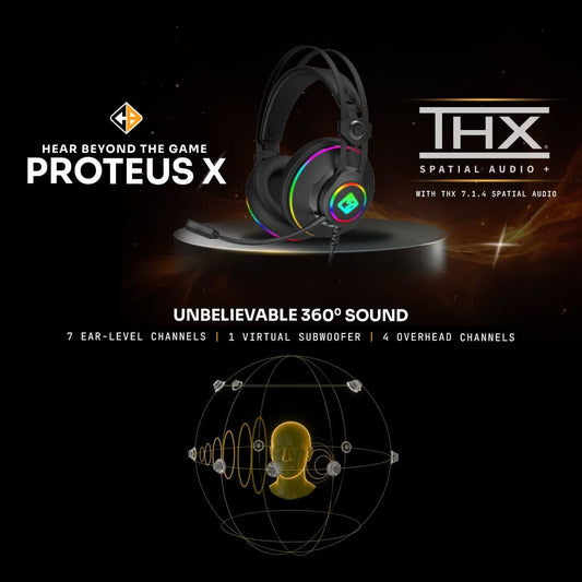 Cosmic Byte Proteus X 7.1.4 Surround Wired Gaming Headset Black