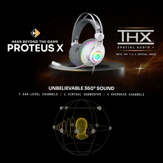 Cosmic Byte Proteus X 7.1.4 Surround Wired Gaming Headset White