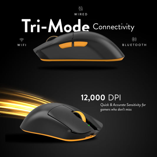 Cosmic Byte Aether Tri Mode Gaming Mouse, PixArt 3311 Sensor, Optical Switches, Replaceable Battery, Black