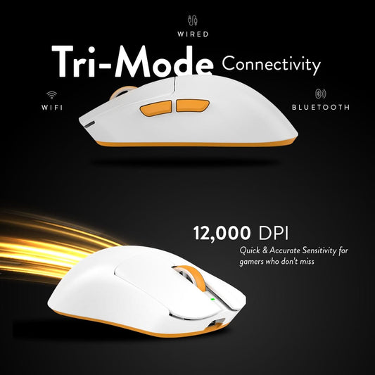 Cosmic Byte Aether Tri Mode Gaming Mouse, PixArt 3311 Sensor, Optical Switches, Replaceable Battery, White