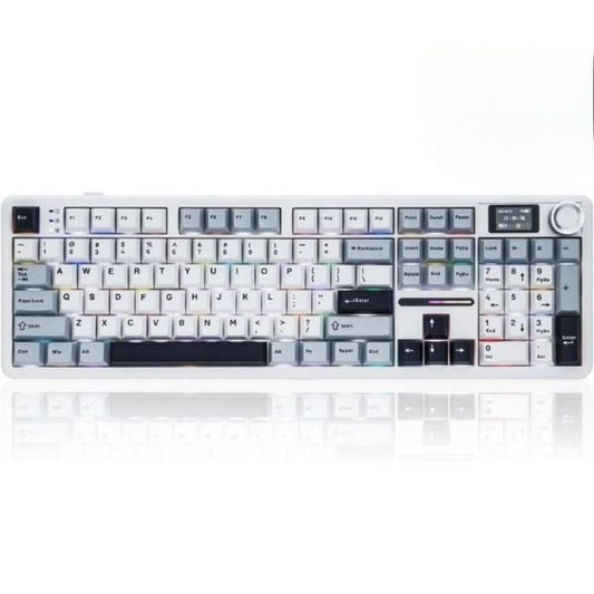 AULA F108 Pro Tri-Mode Full Size RGB Mechanical Wireless Gaming Keyboard Ice Blue, Reaper Switch, F108ProIUR