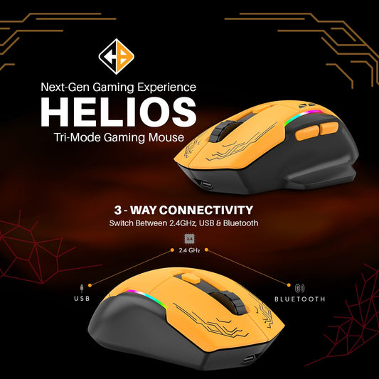 Cosmic Byte Helios Tri-Mode Mouse with Software Support, 1000Hz Polling Rate Black