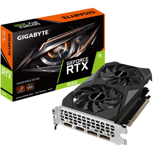 GIGABYTE RTX 3050 WINDFORCE OC 6GB GAMING GRAPHICS CARD (GV-N3050WF2OC-6GD)