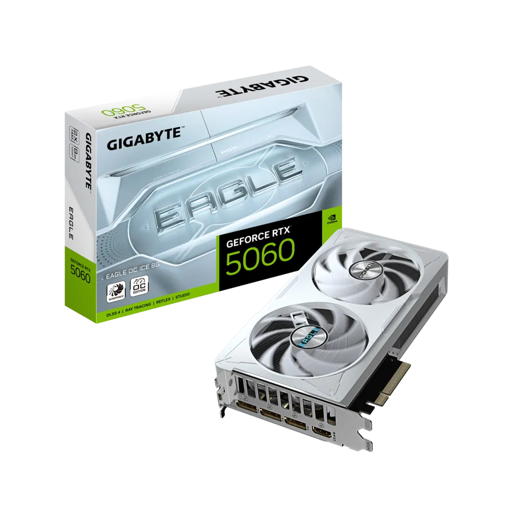 GIGABYTE GeForce RTX 5060 Eagle OC ICE 8G Graphics Card, 8GB 128-bit GDDR7