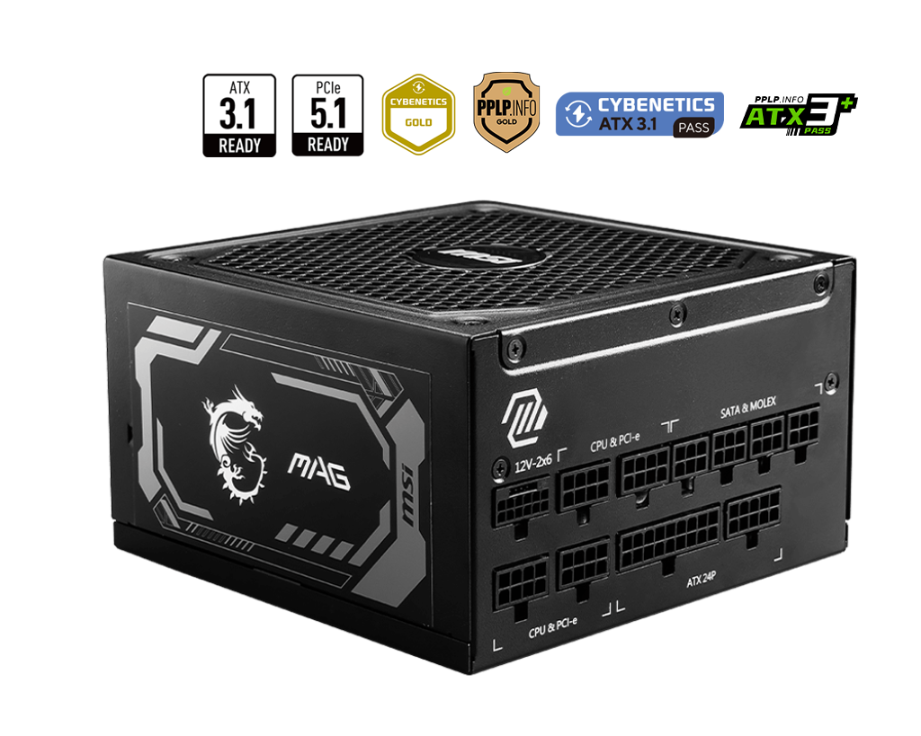 MSI 1250W A1250GL 80 PLUS GOLD FULLY MODULAR ATX 3.1 SMPS