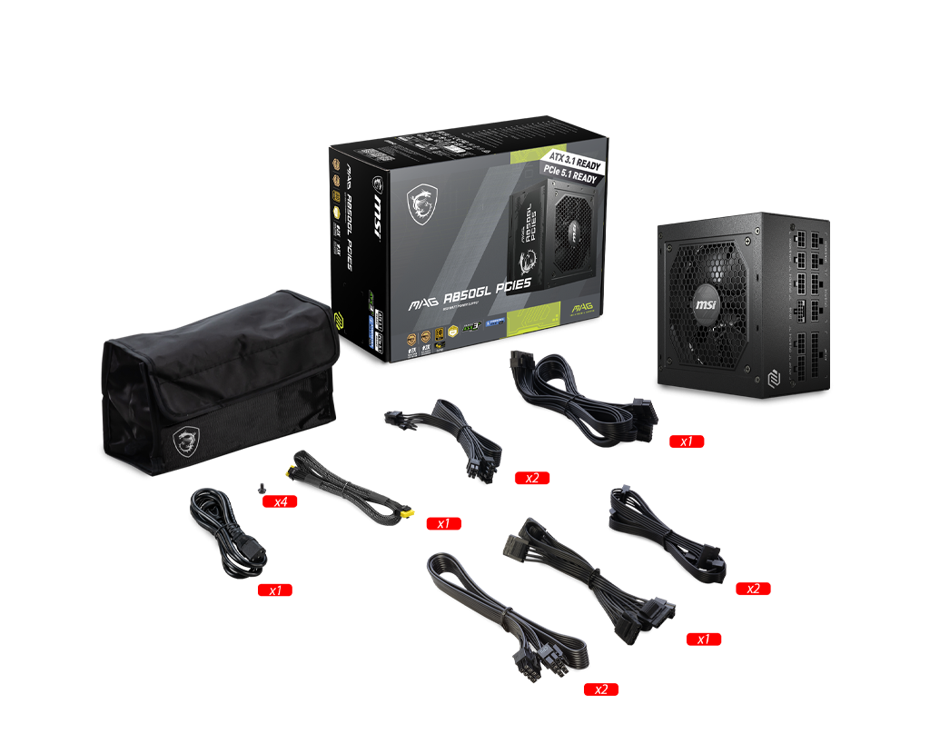 MSI MAG A850GL PCIE5 850W 80 PLUS GOLD FULLY MODULAR SMPS atx 3.1