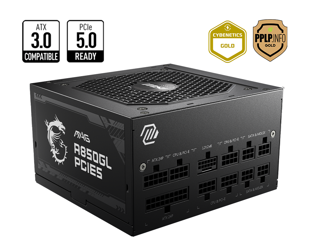 MSI MAG A850GL PCIE5 850W 80 PLUS GOLD FULLY MODULAR POWER SUPPLY