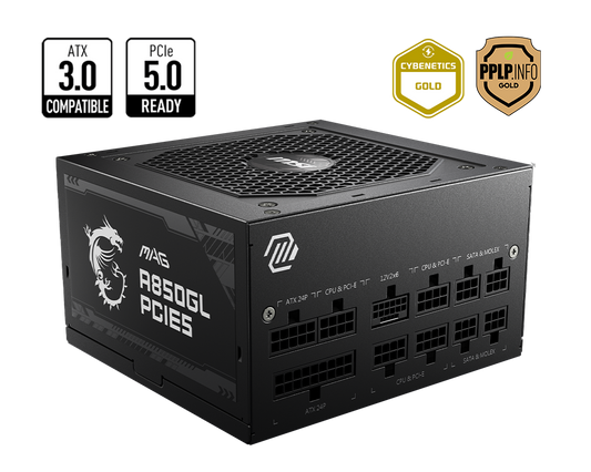 MSI MAG A850GL PCIE5 850W 80 PLUS GOLD FULLY MODULAR POWER SUPPLY