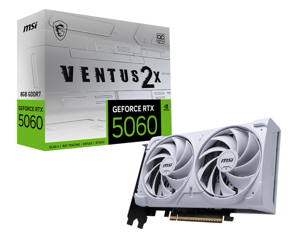 MSI GEFORCE RTX 5060 VENTUX 2X OC 8GB WHITE GRAPHIC CARD
