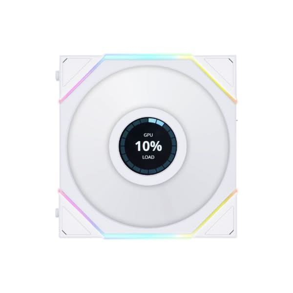 LIAN LI UNI FAN TL LCD RGB WHITE 120MM CABINET FAN (TRIPLE PACK)