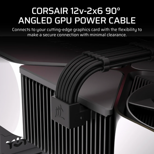 CORSAIR RIGHT ANGLED EMBOSSED 12VHPWR CABLE, TYPE-4, 650MM, BLACK, STYLE A