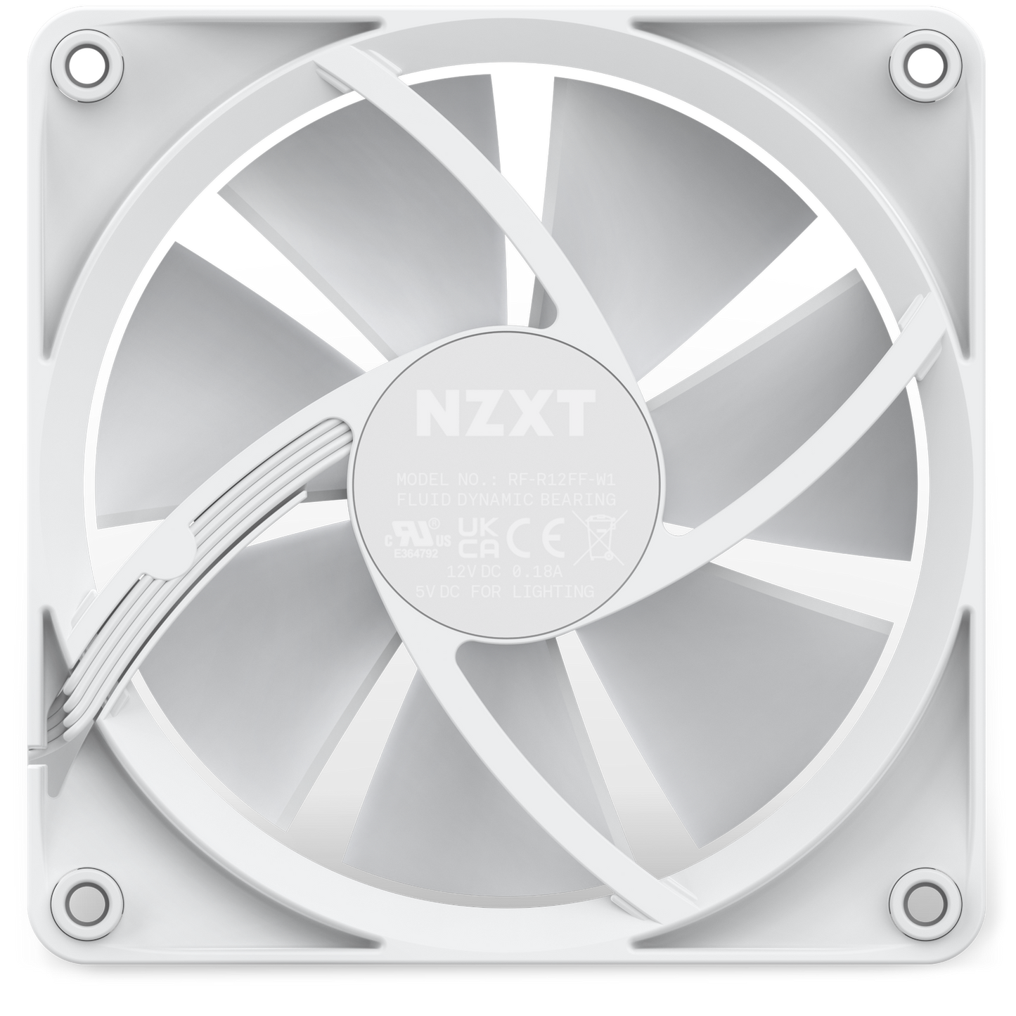 NZXT F120RGB - 120MM RGB HEATSINK FANS - SINGLE (WHITE) RF-R12SF-W1