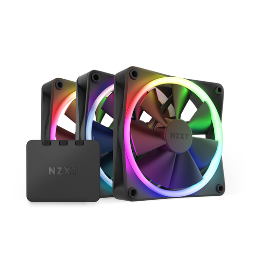 NZXT F120RGB - 120MM RGB LIQUID COOLER HEATSINK FANS - TRIPLE (BLACK) RF-R12TF-B1