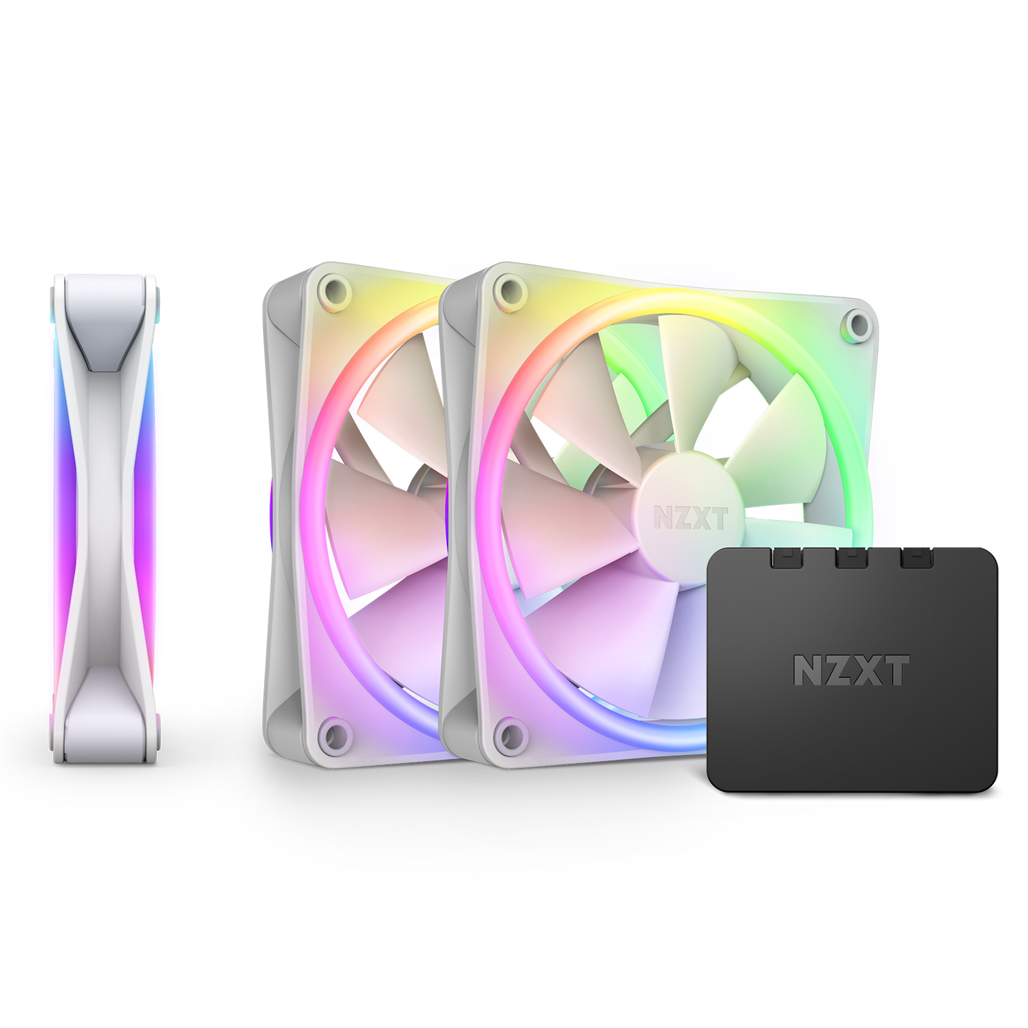 NZXT F120RGB DUO - 120MM DUAL-SIDED RGB FAN - TRIPLE PACK (WHITE) W/RGB CONTROLLER-RF-D12TF-W1