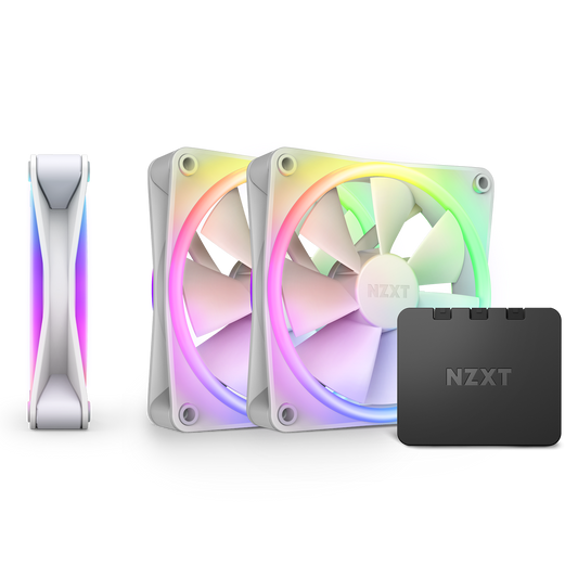 NZXT F120RGB DUO - 120MM DUAL-SIDED RGB FAN - TRIPLE PACK (WHITE) W/RGB CONTROLLER-RF-D12TF-W1