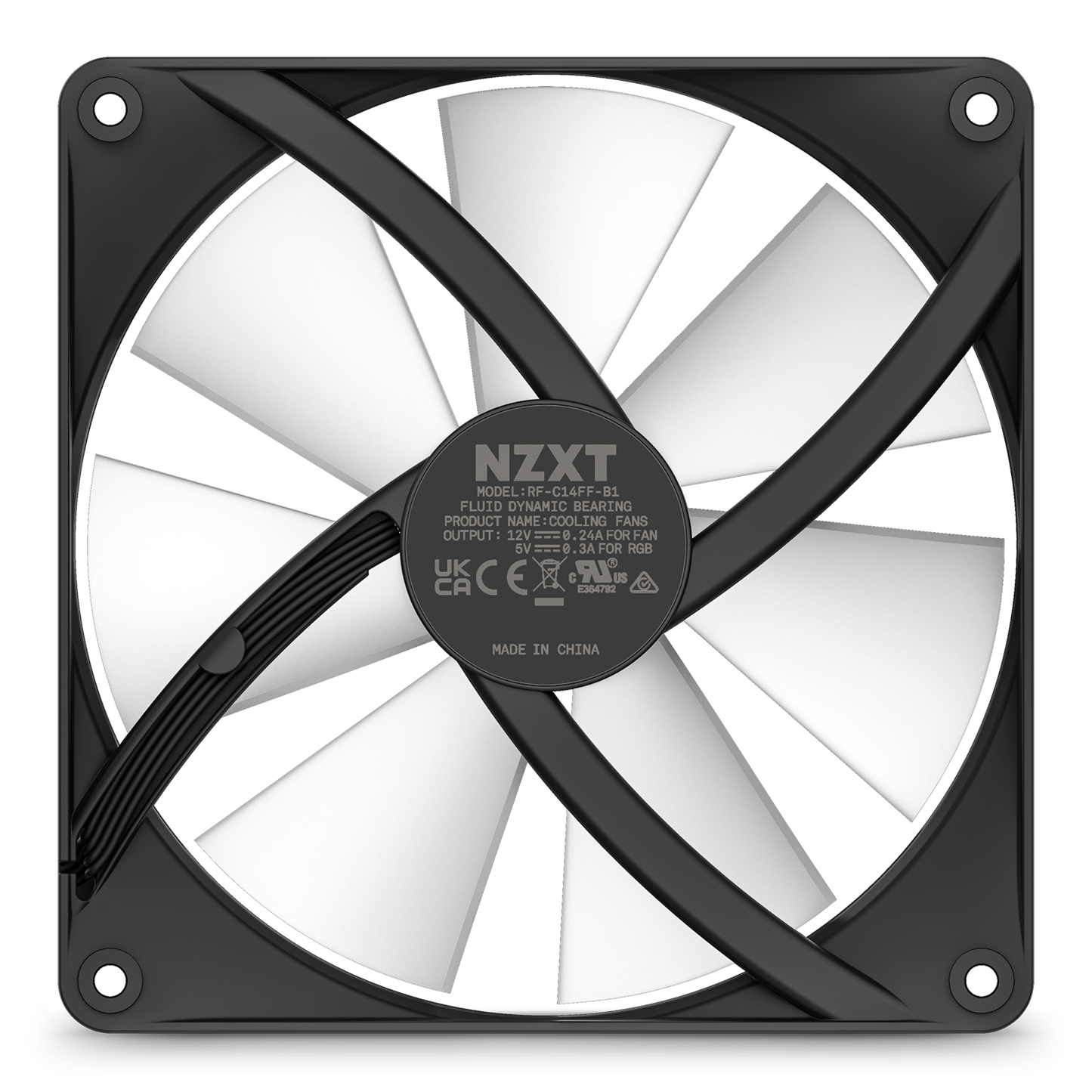 NZXT F140RGB CORE - 140MM HUB-MOUNTED RGB FAN - SINGLE PACK (BLACK)-RF-C14SF-B1