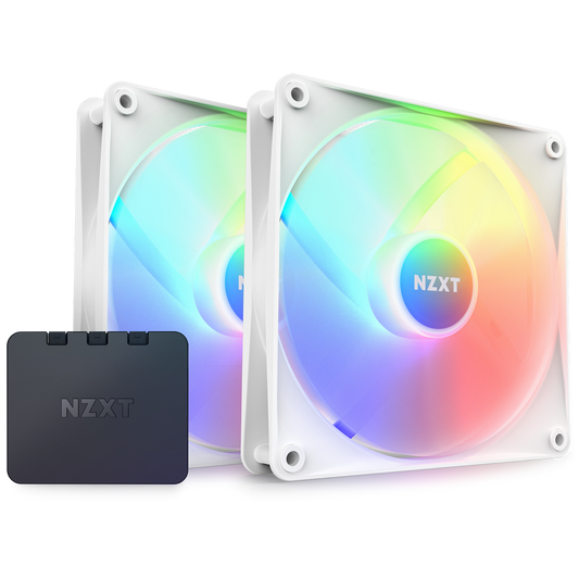 NZXT F140RGB CORE - 140MM HUB- MOUNTED RGB FAN - TWIN PACK (WHITE) W/RGB CONTROLLER RF-C14DF-W1