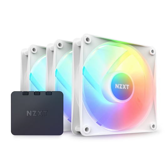 NZXT F120RGB CORE - 120MM HUB- MOUNTED RGB FAN - TRIPLE PACK (WHITE) W/RGB CONTROLLER RF-C12TF-W1