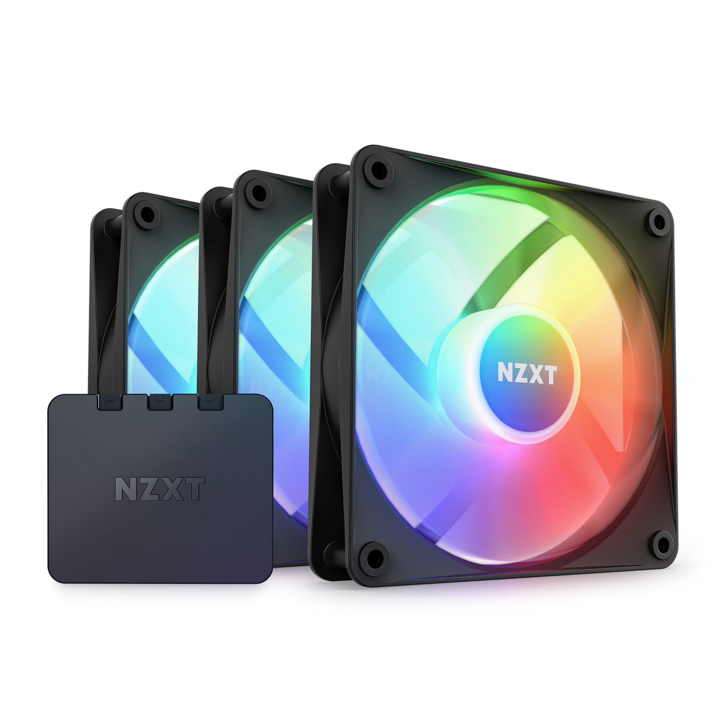 NZXT F120RGB CORE - 120MM HUB- MOUNTED RGB FAN - TRIPLE PACK (BLACK) W/RGB CONTROLLER RF-C12TF-B1