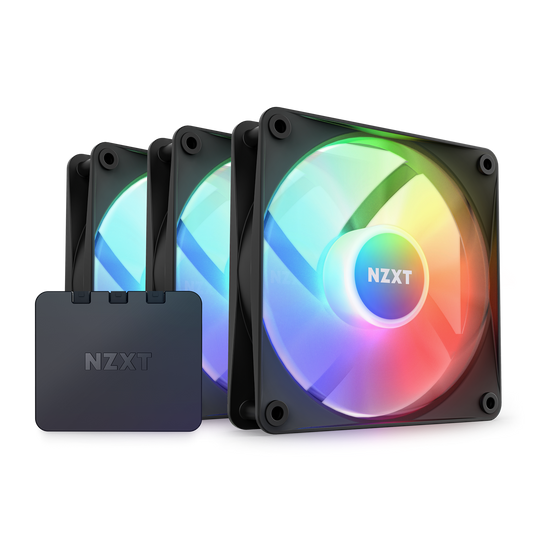 NZXT F120RGB CORE - 120MM HUB- MOUNTED RGB FAN - TRIPLE PACK (BLACK) W/RGB CONTROLLER RF-C12TF-B1