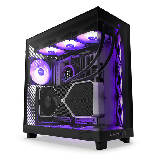 NZXT CHASSIS H6 FLOW RGB (2023) COMPACT DUAL-CHAMBER ATX CASE W/O PSU WITH RGB FANS - ALL BLACK -CC-H61FB-R1