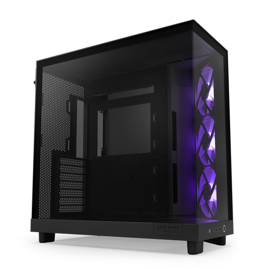 NZXT CHASSIS H6 FLOW RGB (2023) COMPACT DUAL-CHAMBER ATX CASE W/O PSU WITH RGB FANS - ALL BLACK -CC-H61FB-R1