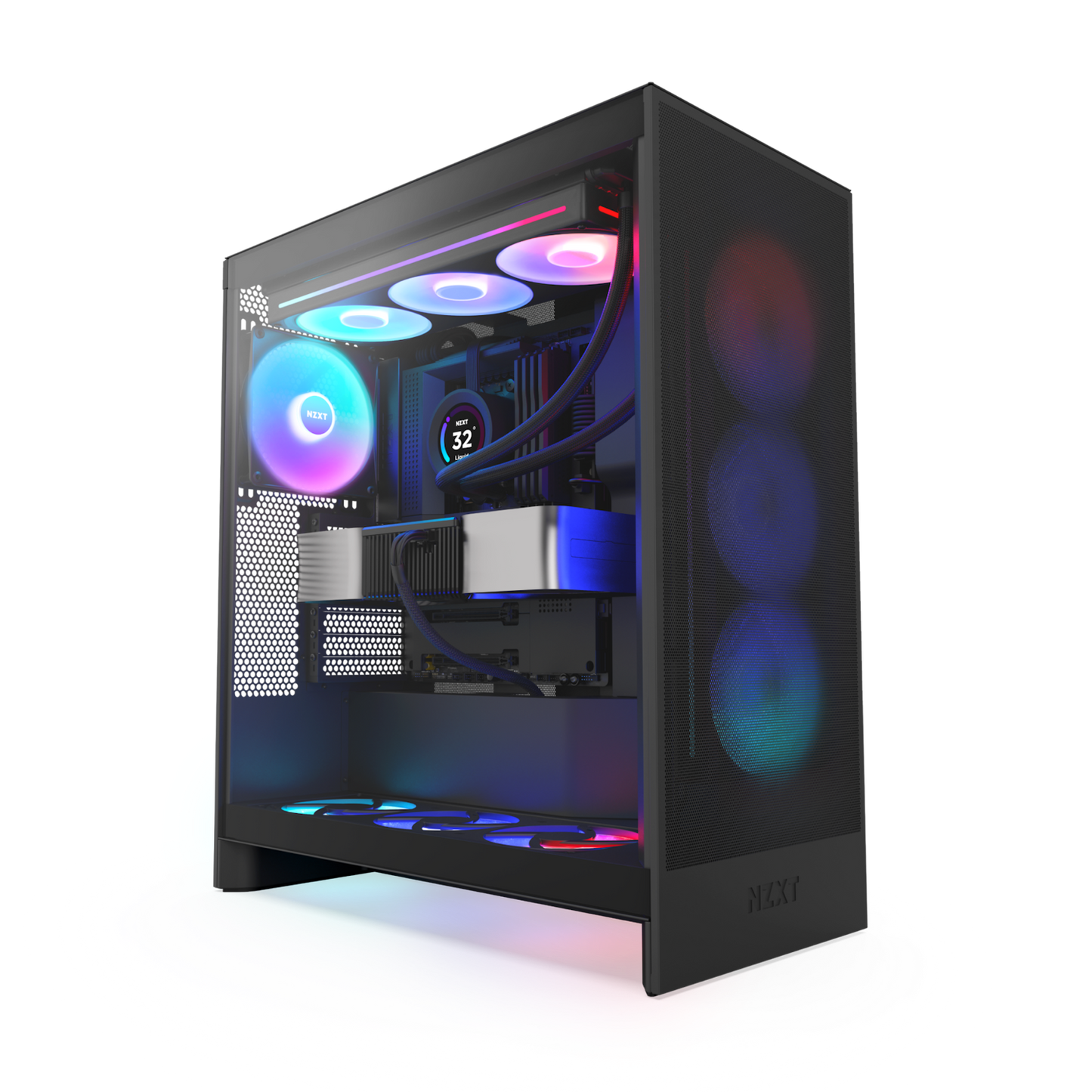 NZXT CHASSIS H7 FLOW RGB (2024) MID-TOWER ATX CASE - ALL BLACK - CM-H72FB-R1