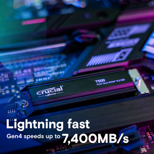 CRUCIAL T500 2TB PCIE GEN4 NVME M.2 SSD WITH HEATSINK CT2000T500SSD5