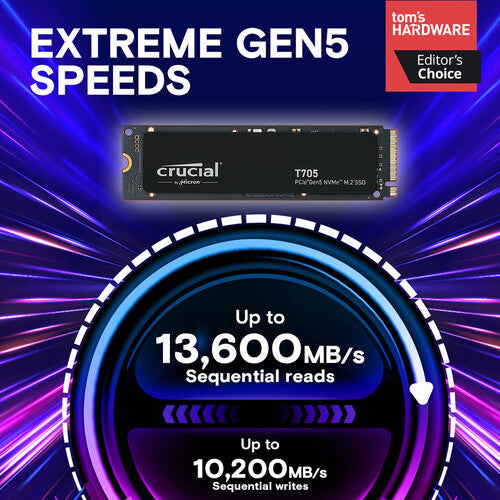 CRUCIAL T705 1TB PCIE GEN5 NVME M.2 SSD CT1000T705SSD3