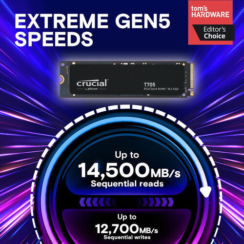 CRUCIAL T705 2TB PCIE GEN5 NVME M.2 SSD WITH HEATSINK CT2000T705SSD5