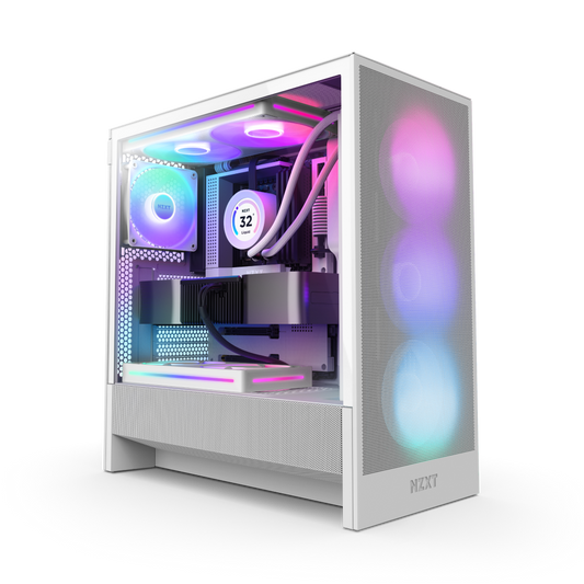 NZXT CHASSIS H5 FLOW RGB (2024) COMPACT MID-TOWER ATX CASE ALL WHITE - CC-H52FW-R1